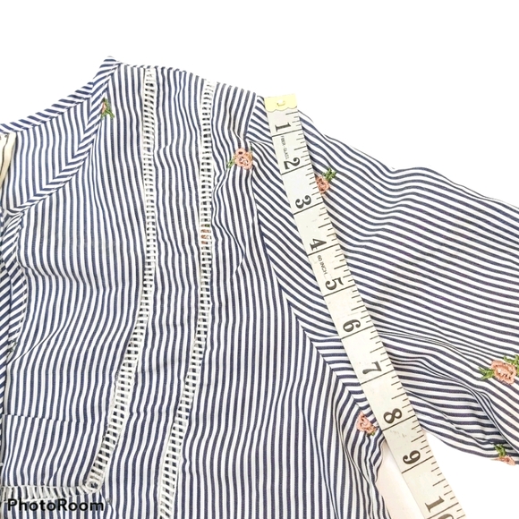 Jaase Boho Pinstripe Floral Ruffle Blouse Top - XS - Picture 8 of 8